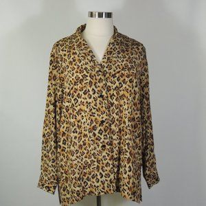 100% Silk Coldwater Creek Leopard Print Blouse